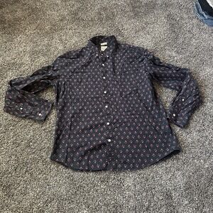J.Crew‎ Shirt Mens L Slim Untucked Secret Wash Floral Geometric Stretch Cotton